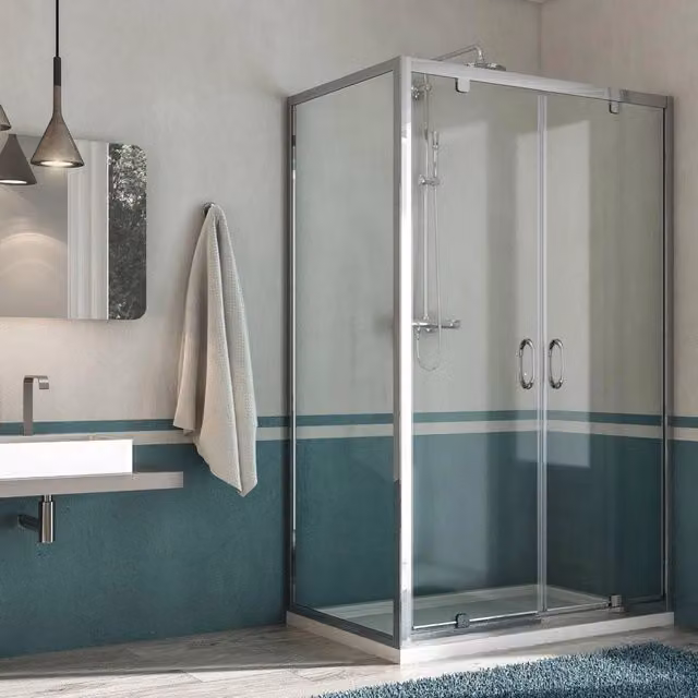 Box Doccia Angolare 80x100 cm 2 Ante Battenti in Cristallo Trasparente 6mm H185 Fosterberg Koge Duo