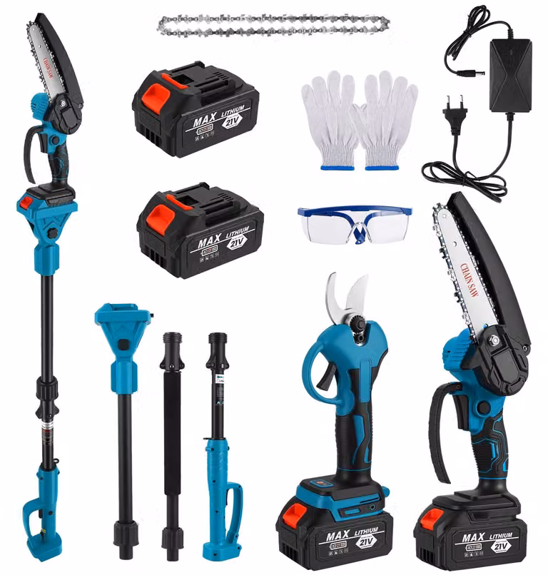 Accu sega a catena multifunzione 4-in-1 - 21 V, 2 batterie da 3,0 Ah - Lame da 20,3 cm - Albero telescopico