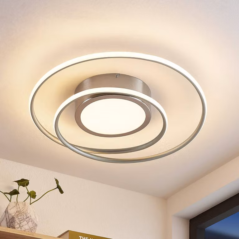Plafoniera a LED Bovia Lindby, dimmerabile, Alluminio / Grigio / Zincato, Soggiorno / Sala da pranzo, Alluminio, Moderno, Plafoniera LED