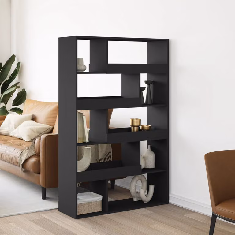 Libreria nera vidaXL in MDF per soggiorno, L 100 cm x P 33 cm x H 156,5 cm