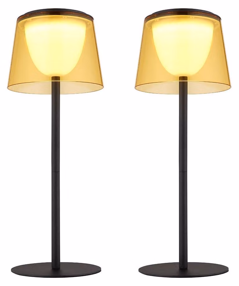 Set da 2 lampade da tavolo a LED, per interni ed esterni, batteria ricaricabile, dimmer touch, H 34 cm