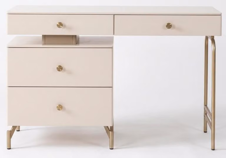 Schminktisch Stil modern beige komfortabel Schlafzimmer rechteckig