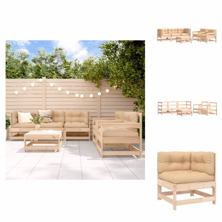 vidaXL Set di 6 pezzi da giardino con cuscini in legno massiccio - Set di mobili da giardino