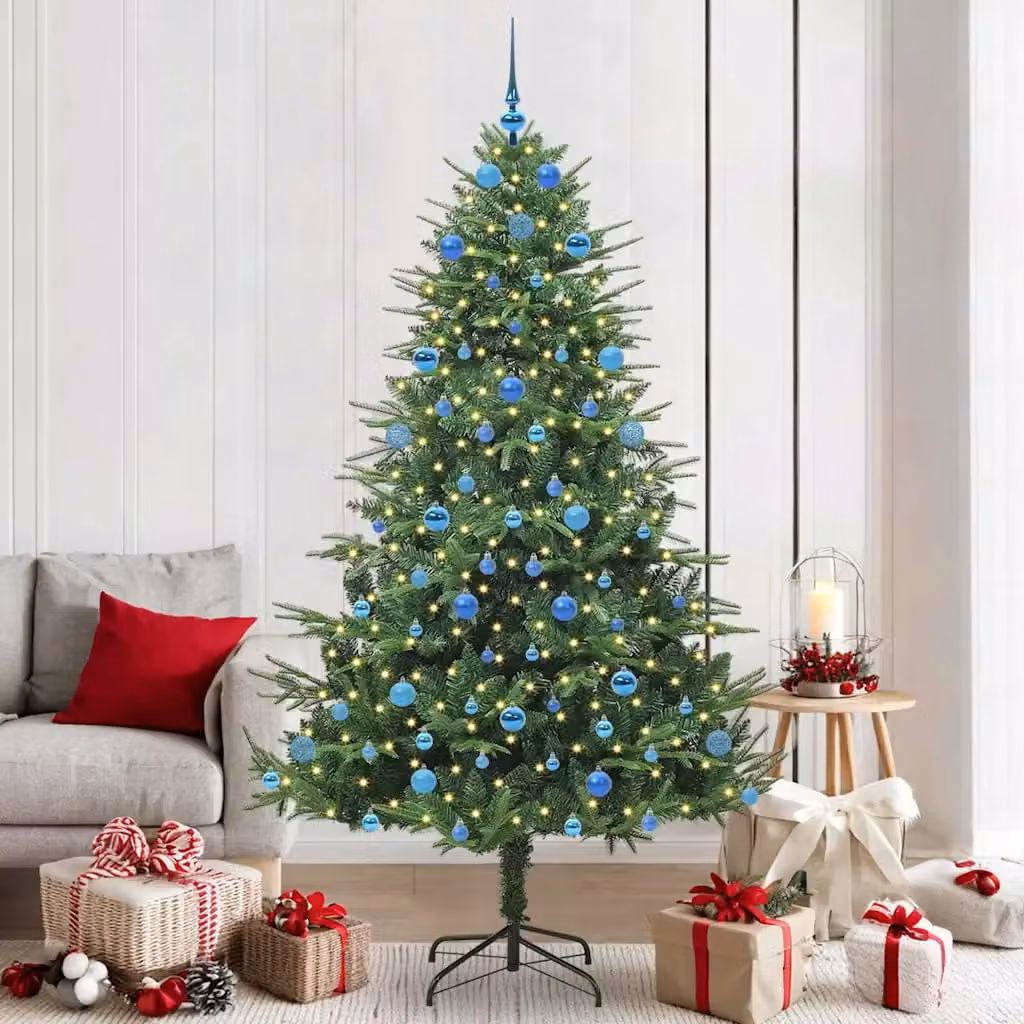 vidaXL Albero di Natale Artificiale Pre-illuminato con Set di Palline