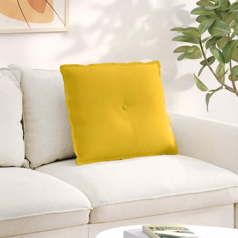 Cuscino per schiena vidaXL in velluto a coste giallo L 60 cm x P 50 cm