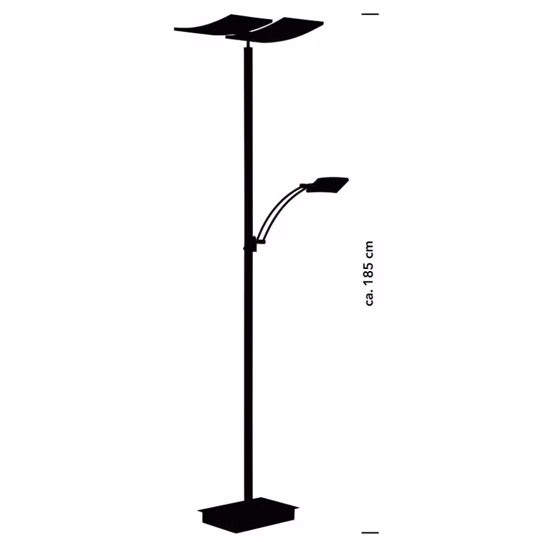HELL Lampada da terra con luce lettura Andy, dimmerabile, Nero, Soggiorno / Sala da pranzo, Metallo, Moderno, Lampada LED da terra