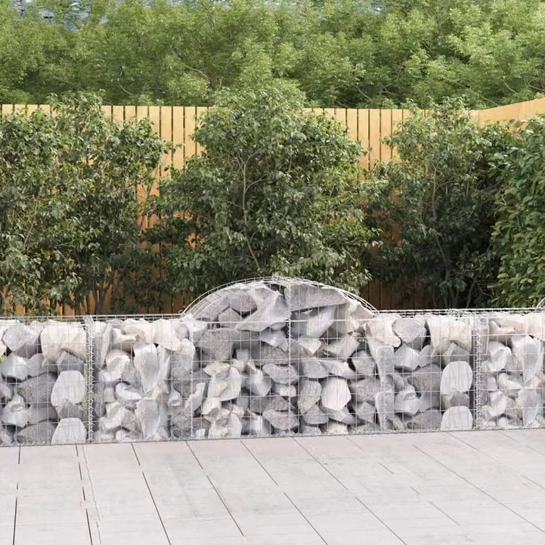 Set di 10 Cesti Gabbioni ad Arco vidaXL in Acciaio Zincato Grigio L: 200 cm, P: 50 cm, H: 60/80 cm