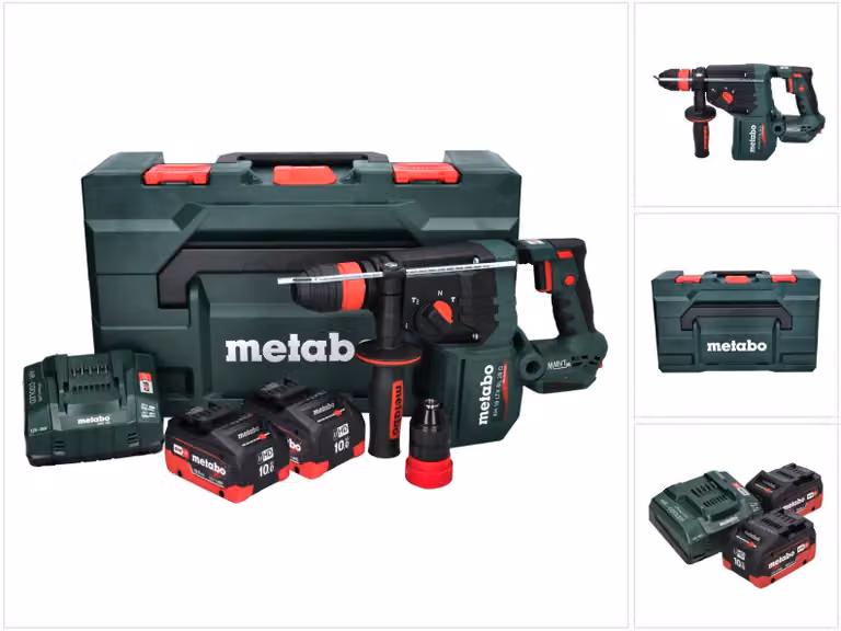 Metabo KH 18 LTX BL 28 Q Trapano a percussione a batteria 18 V 3 J SDS plus Brushless + 2x batteria 10,0 Ah + caricabatteria + metaBOX