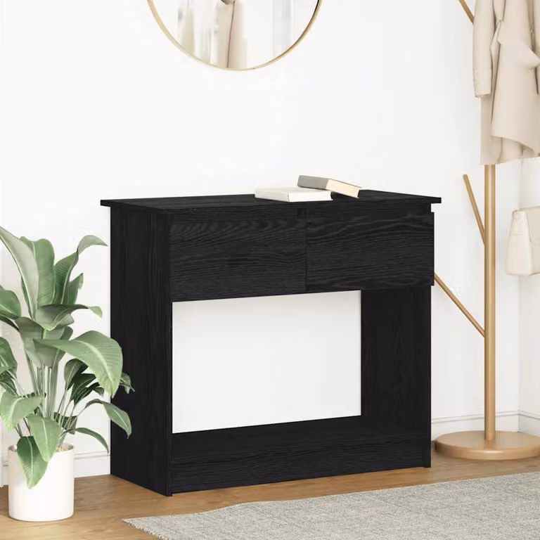 vidaXL Tavolo Consolle Moderno con Cassetti Nero L: 85,5 cm, P: 38,5 cm, H: 74,5 cm