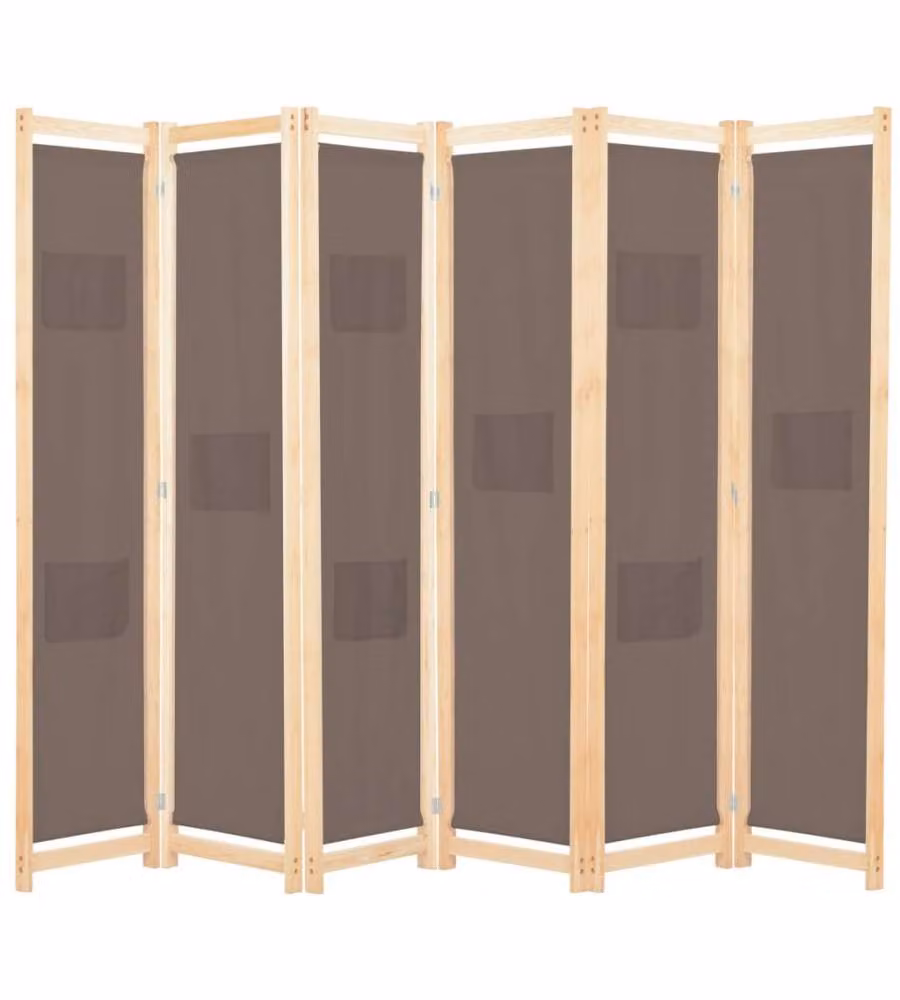 vidaXL Divisorio a 6 Pannelli Marrone 240x170 cm in Tessuto - Elegante Separè Decorativo