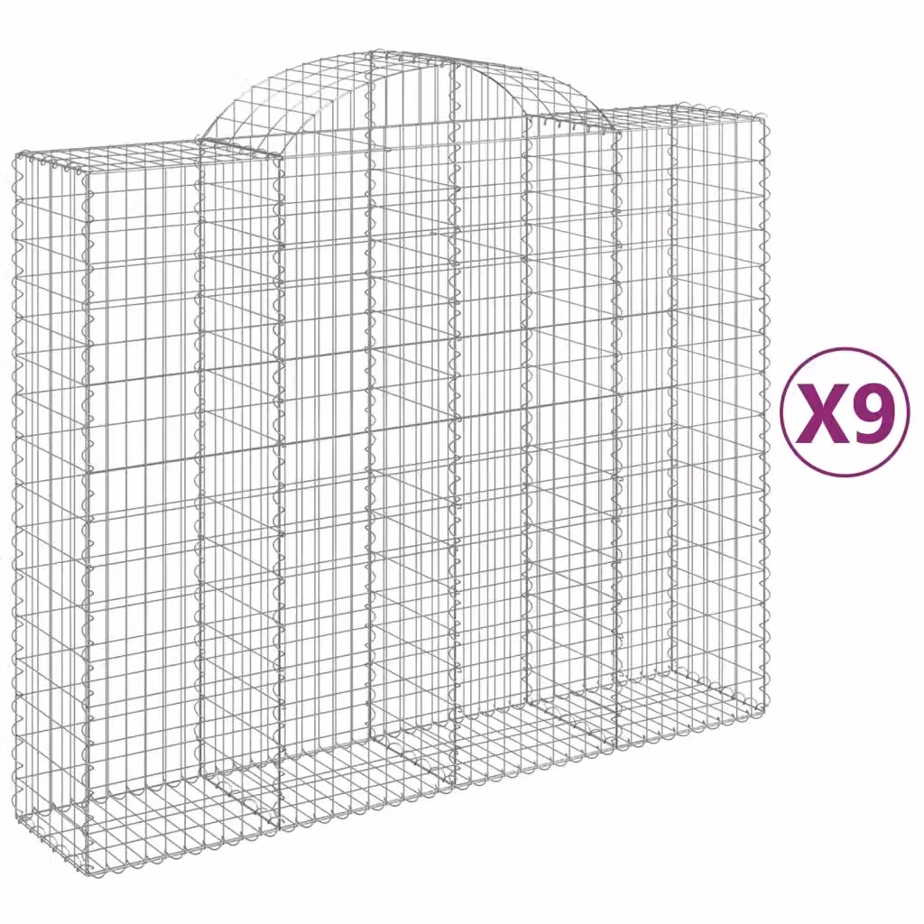 Set di 9 Cesti Gabbioni ad Arco Videx in Acciaio Zincato Argento L: 200 cm, P: 50 cm, H: 160/180 cm – 2