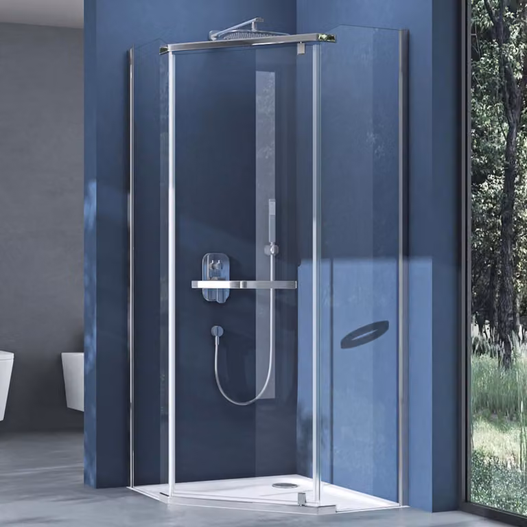 doporro Box Doccia 90x90x195cm con Piatto Doccia, Cabina Bagno Vetro di Sicurezza ESG Vetro Trasparente Incluso Rivestimento Facile da Pulire con porte girevoli a 180¡ã Ravenna08K