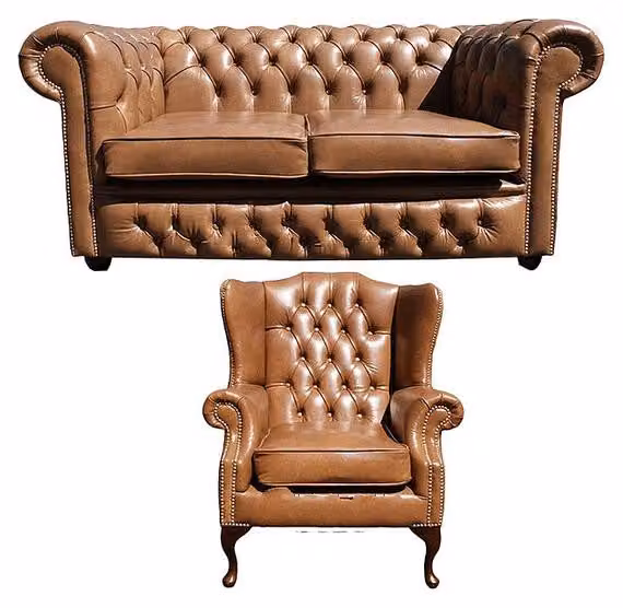 Chesterfield Sofagarnitur Leder Chesterfield Komplett Set Sofa Couch 434