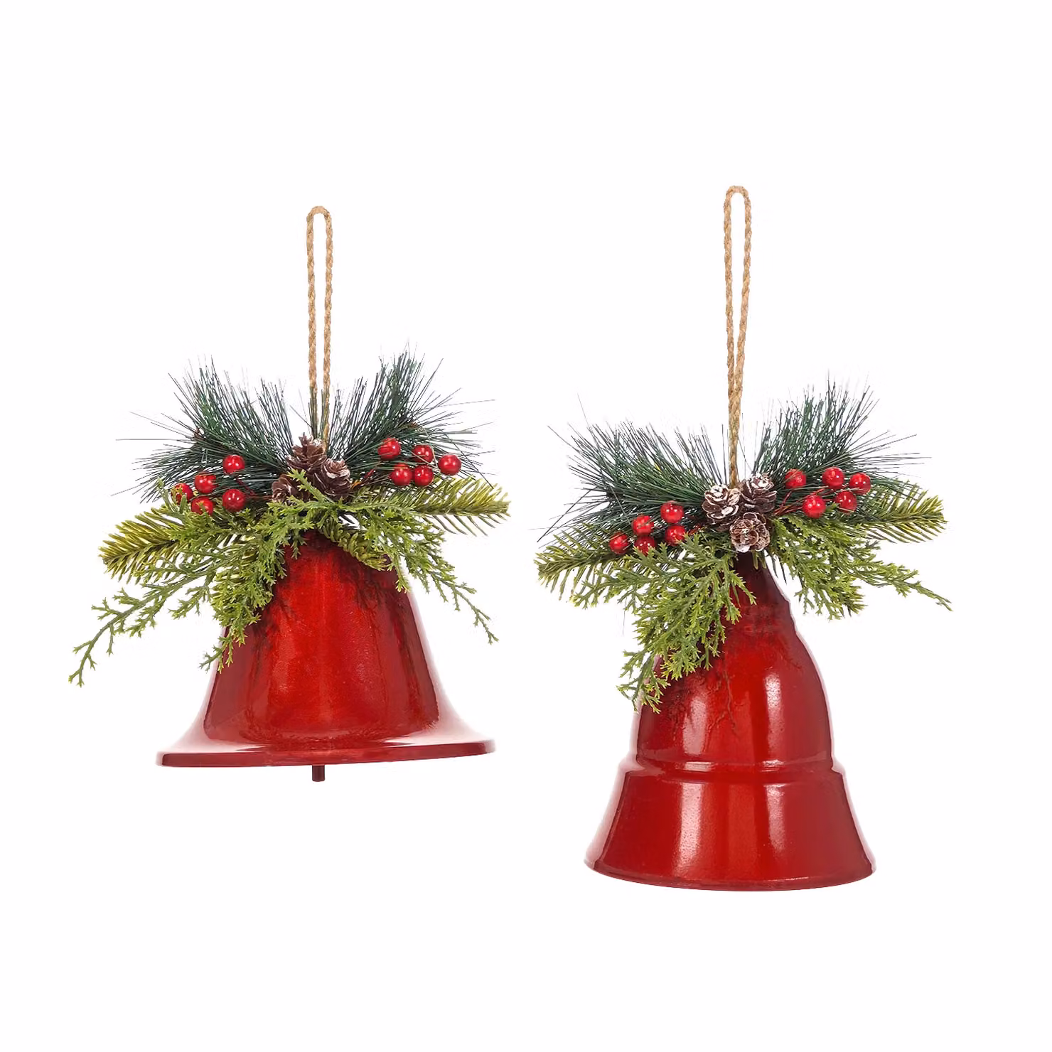 Vestiamo Casa Appendino Campana Natalizia Decorativa Rossa con Pigne e Rami, Colori Rosso, Oro e Verde – 1
