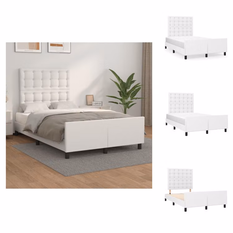 vidaXL Struttura letto con testata bianca 120x200 cm in Pelle finta - Letti e strutture letto