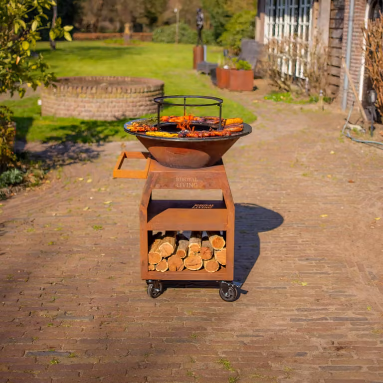 Griglia a piastra, anello per barbecue, braciere - Diametro 70 cm - Peso 55 kg - Acciaio Corten