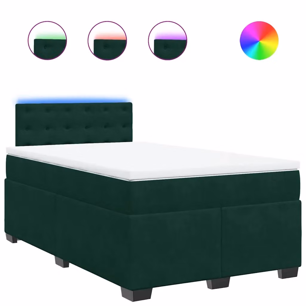 Letto Ibrido con Materasso vidaXL in Velluto Verde Scuro e Bianco L/P/H: 120 x 200 x 100,5 cm – 2