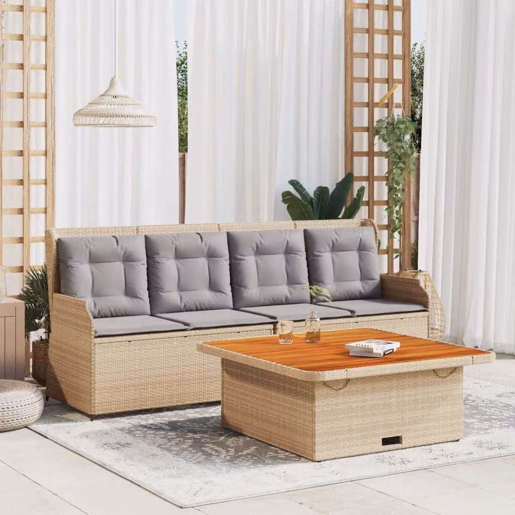 Maison Exclusive - Set Divano da Giardino 3 pz con Cuscini Beige in Polyrattan