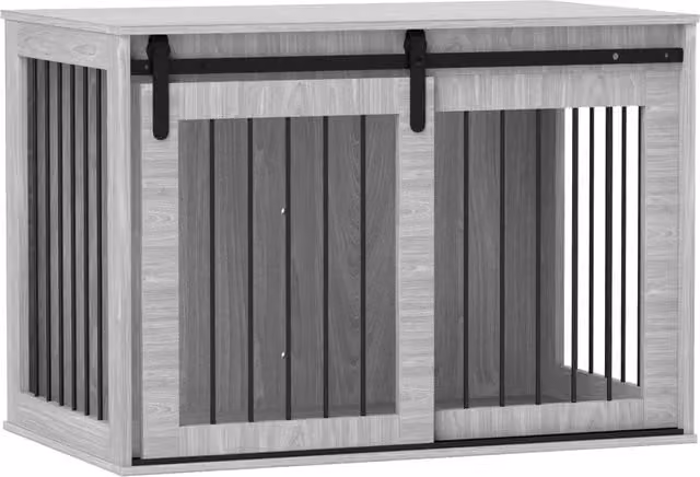Casetta per cani Minimal con porta scorrevole e ventilazione, Grigio, L 98 cm x P 58 cm x H 61 cm – 1
