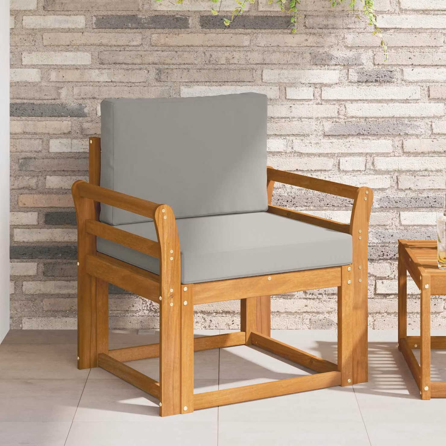 Set di divani da esterno da giardino e terrazzo vidaXL in legno di acacia massello con cuscini beige e grigi