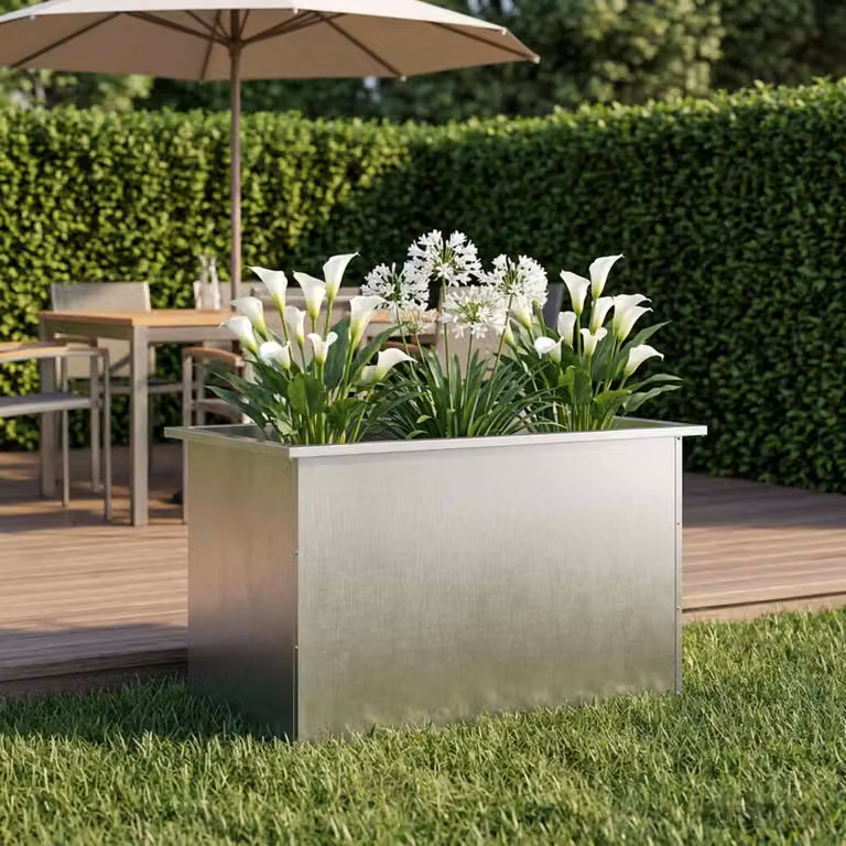 vidaXL Fioriera da giardino con LED Argento 50 x 80 x 48 cm