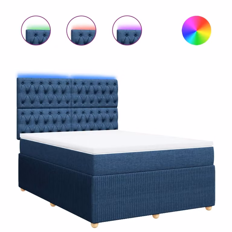 Giroletto a Molle con Materasso Blu 140x190 cm in Tessuto