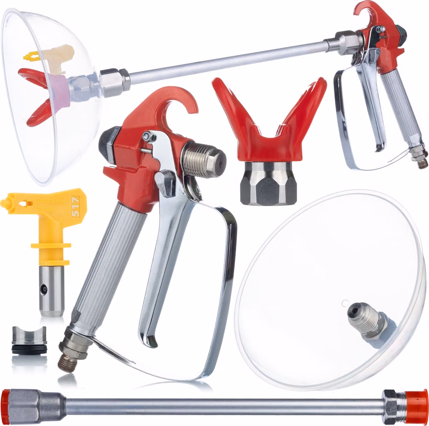 Rosfix UltraSpray Set – Pistola a Spruzzo per Vernice con Lancia da 30 cm, Paraspruzzi e Ugello 517 | 3000 Psi, Filettatura da 1/4" e 7/8" | Acrilico