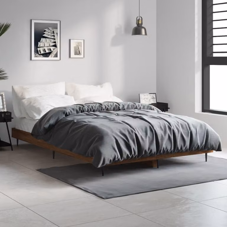 Giroletto senza materasso vidaXL in legno e metallo colore rovere marrone L/P/H: 120 x 200 x 193 cm