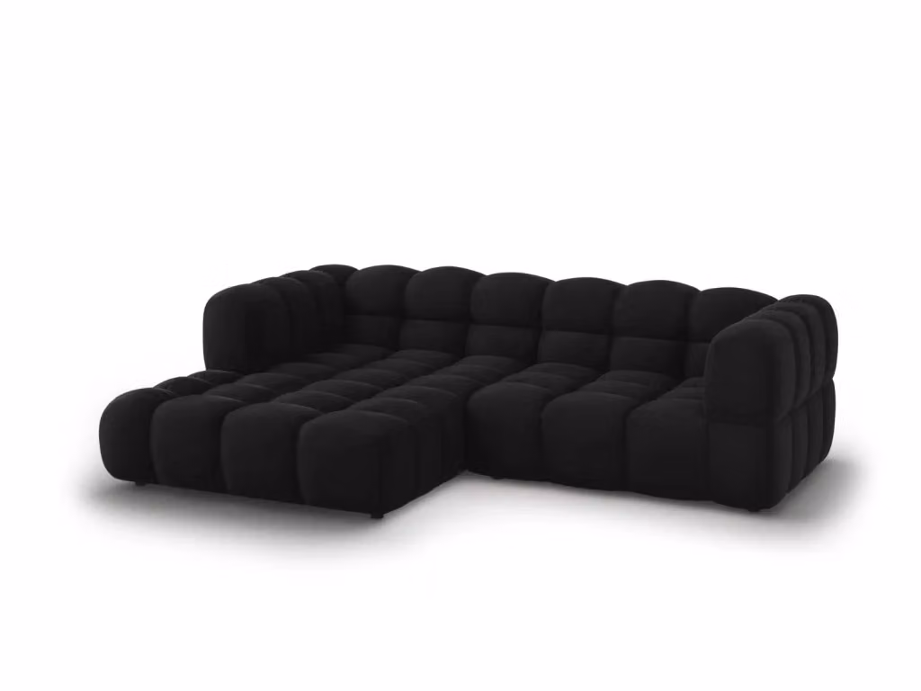 Divano angolare modulare Sky Cosmopolitan Design a 3 posti in velluto nero con orientamento sinistro L/P/H: 244 x 132 x 75 cm – 2