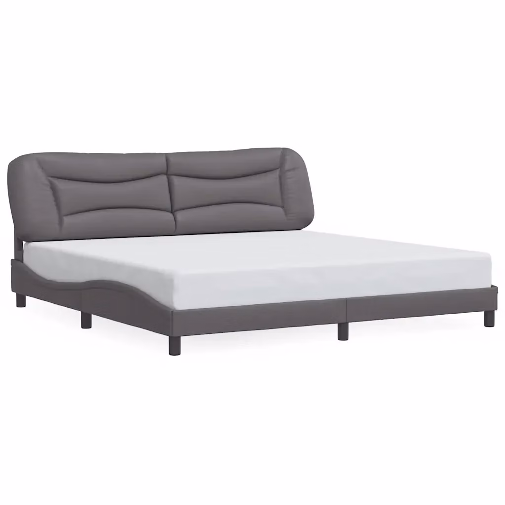 Giroletto senza materasso Hvar vidaXL in similpelle grigia con doghe in legno L/P/H: 200 x 200 x 218 cm – 2