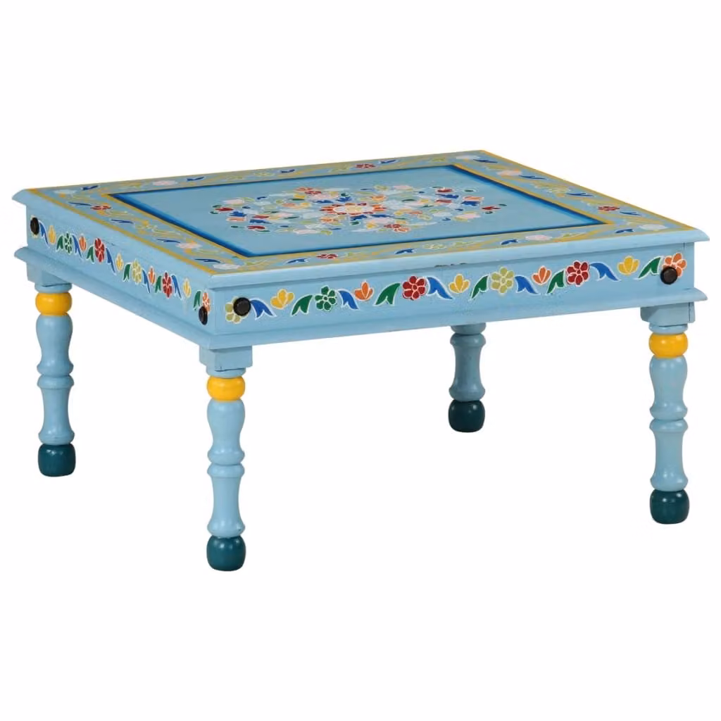 The Living Store tavolino turchese dipinto a mano in legno massello di mango