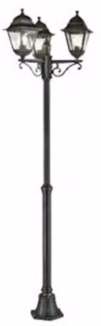 Palo Telescopico Da Esterno Contemporaneo Old Alluminio E Vetro Nero 3 Luci E27