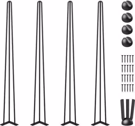 Set di 4 gambe a forcina Vevor in ferro nero per scrivanie e tavoli, alte 91,5 cm, stile industriale per uso domestico o ufficio