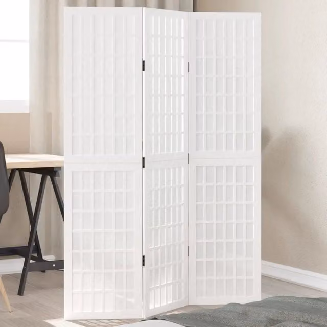Divisorio Ambienti | Divider per stanze | Paravento 3Pannelli Bianco Legno Massello di Paulownia