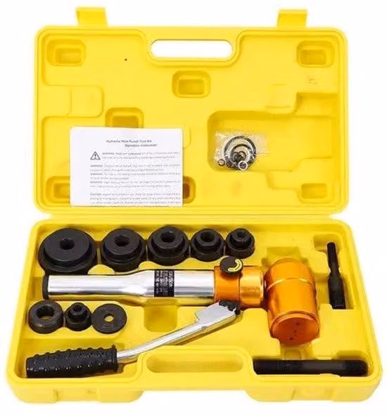 Trapano perforatore - Idraulico - Per la lavorazione dei metalli - 6 matrici - Include olio