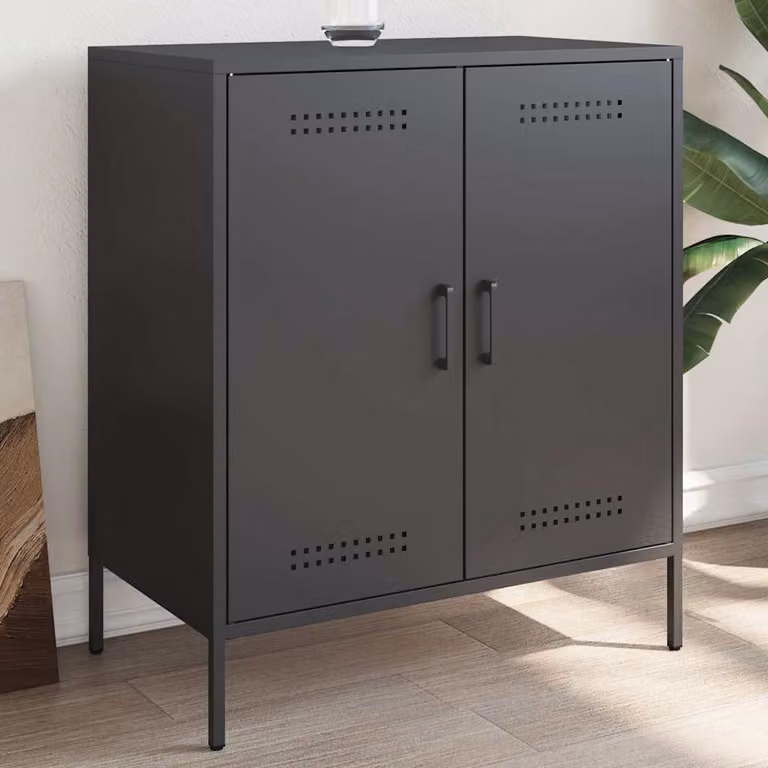 Credenza vidaXL in metallo nera stile industrial L: 68 cm, P: 39 cm, H: 79 cm