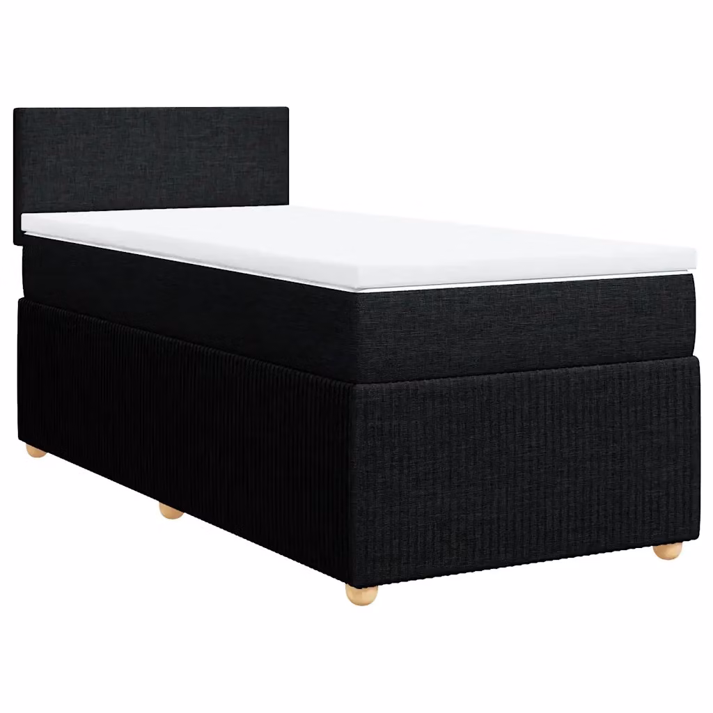 Letto Ibrido vidaXL con Giroletto a Molle e Materasso in Tessuto Nero e Bianco L/P/H: 90 x 190 cm – 2