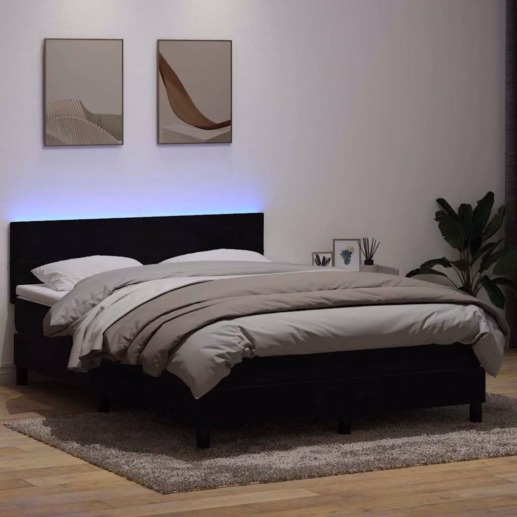 Maison Exclusive - Letto boxspring con materasso e LED nero 160x210 cm velluto