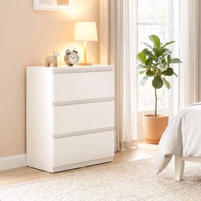 Cassettiera Mivray con 3 cassetti in MDF bianco finitura opaca L: 55 cm, P: 34 cm, H: 75 cm