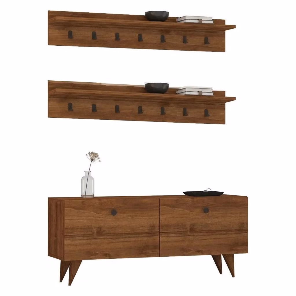 DMORA Serina Mobile da Ingresso Moderno con Appendiabiti, L: 113 cm, P: 35 cm, H: 49 cm, Marrone e Nero – 2