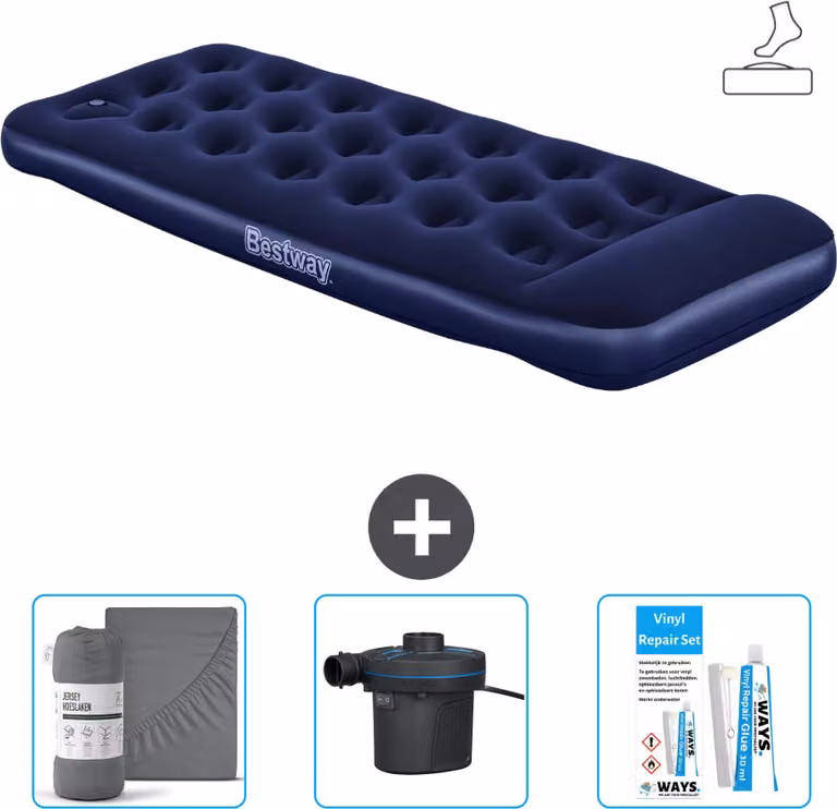 Materasso gonfiabile Bestway - 1 persona - 76 x 185 x 28 cm - Blu - Accessori inclusi