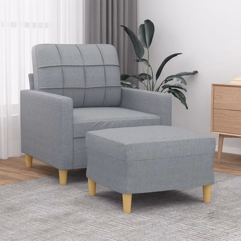 vidaXL Poltrona Relax con Poggiapiedi Grigio in Tessuto e Struttura in Metallo e MDF