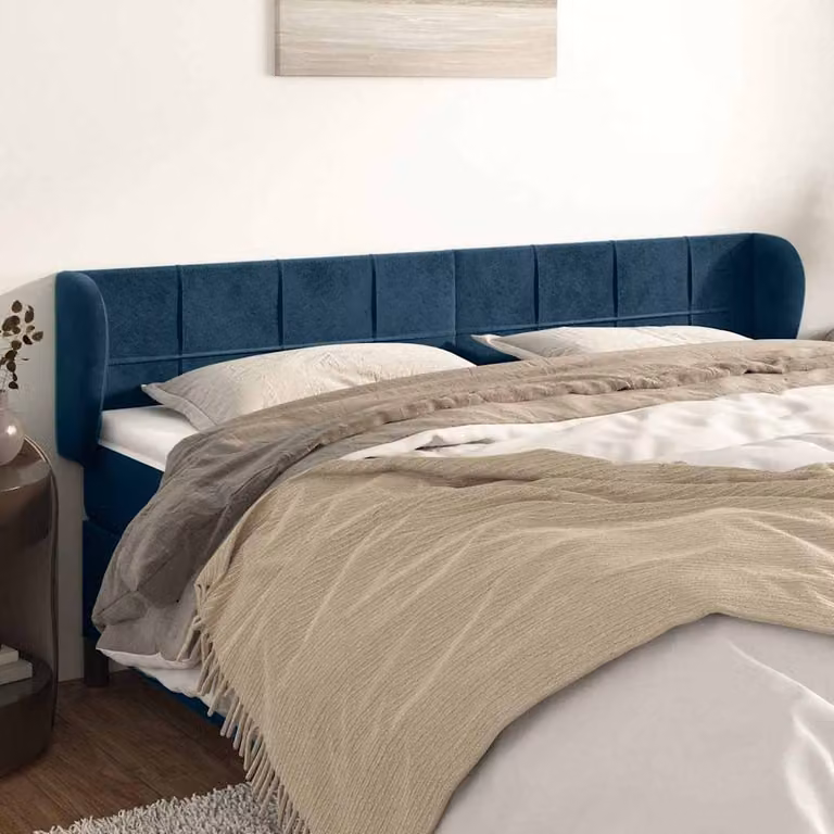 Testiera ad orecchio vidaXL in velluto blu scuro L: 183 cm, P: 23 cm, H: 78-88 cm