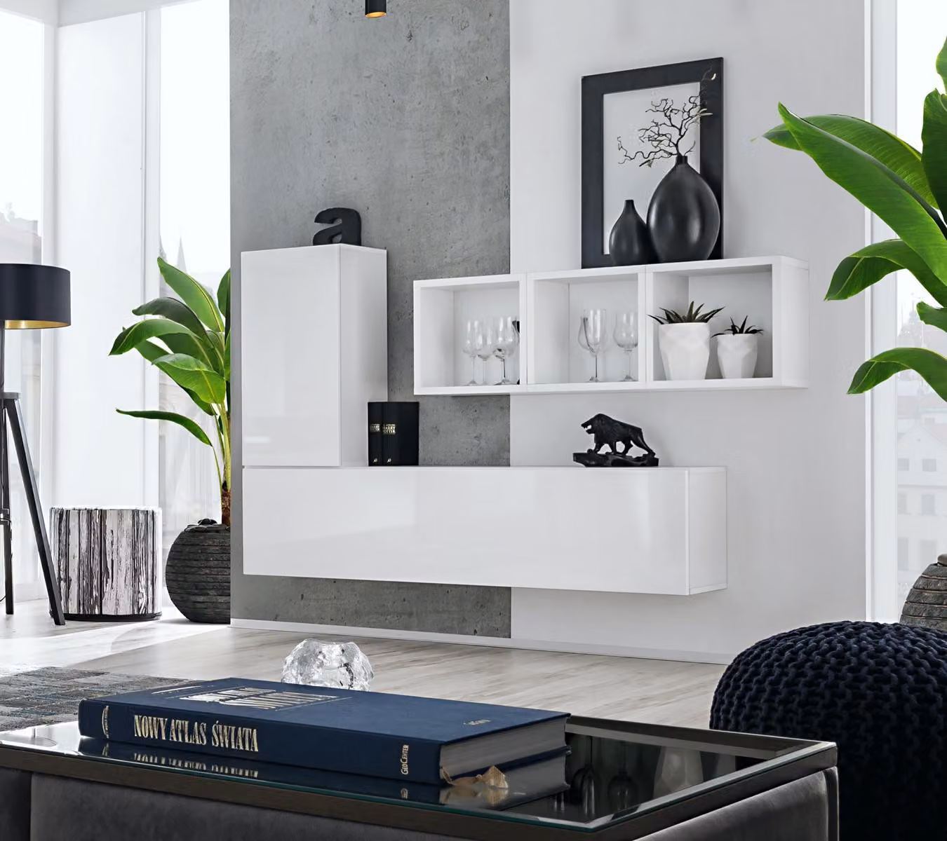 Wandregal Designer Wohnzimmer Luxus Möbel Modern Design Holz Einrichtung