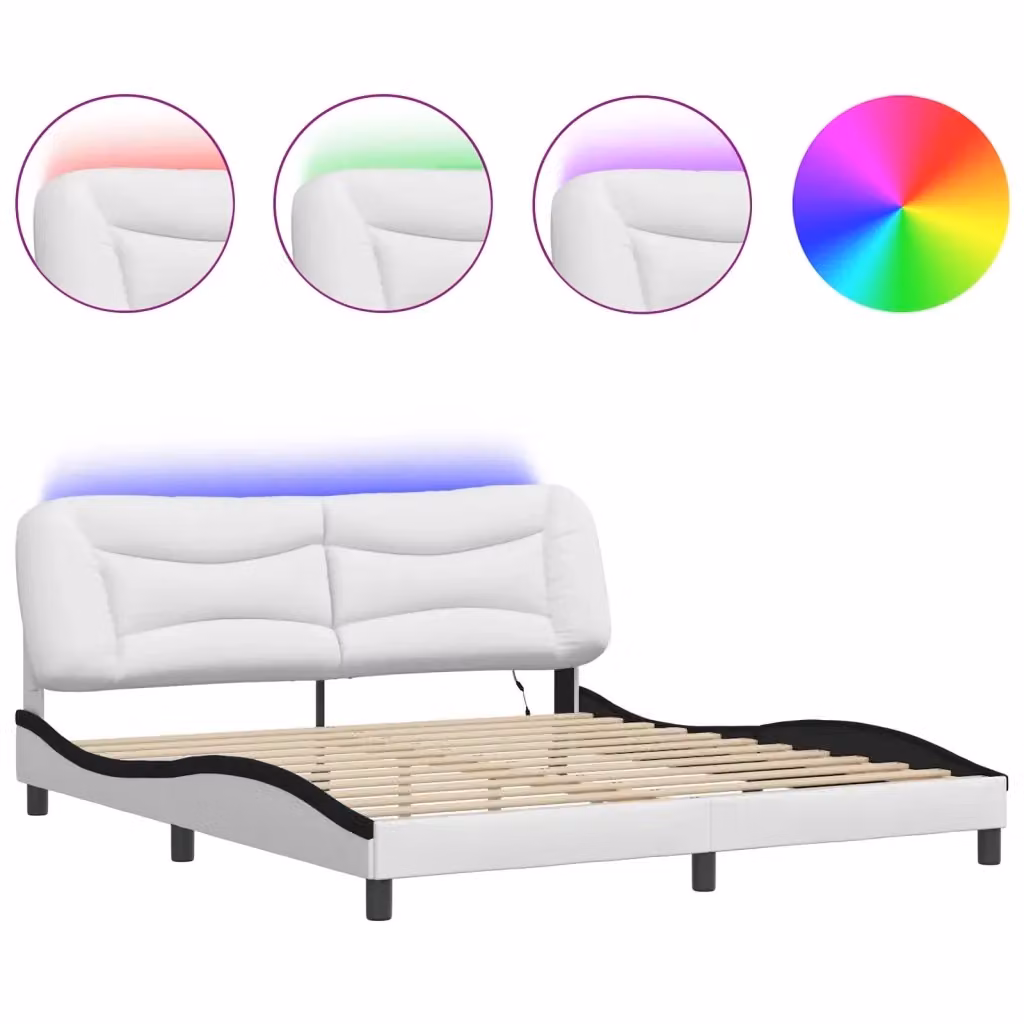 Giroletto con LED e porte USB Hvar vidaXL Bianco e Nero L/P: 180 x 200 cm – 2