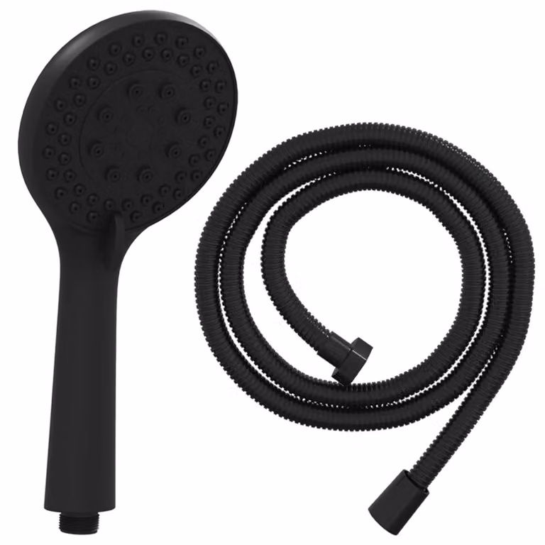 Set di doccia con soffione Nero 150 cm Acciaio Inox