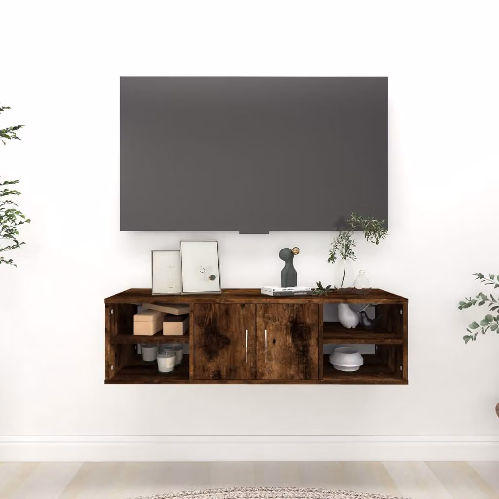 vidaXL Mensola a Muro in Legno Rovere Fumo, L 102 x P 30 x H 29 cm