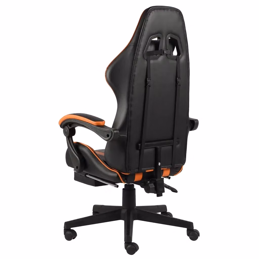 Sedia da Gaming vidaXL con Poggiapiedi, Rivestimento in Similpelle, Nero e Arancione – 2