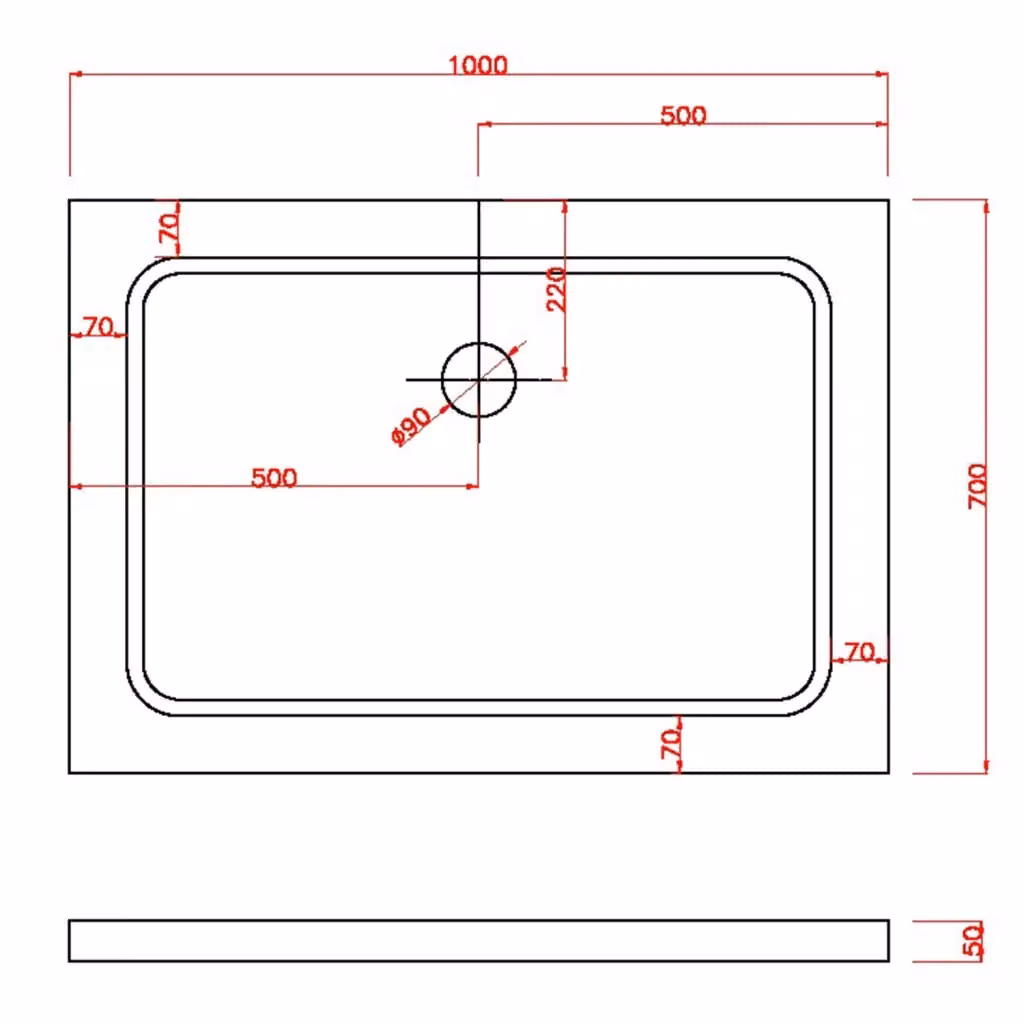Piatto doccia rettangolare LANERI modello Selene in ABS bianco L: 70 cm, P: 100 cm, H: 5 cm – 2