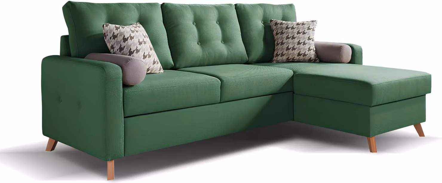 L-Form Bettfunktion Stoff Ecksofa Sofa Couch Design Couch Polster Textil Modern